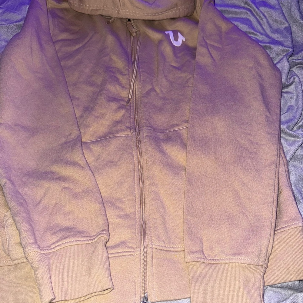 True Religion Tan Zip-Up Sweater